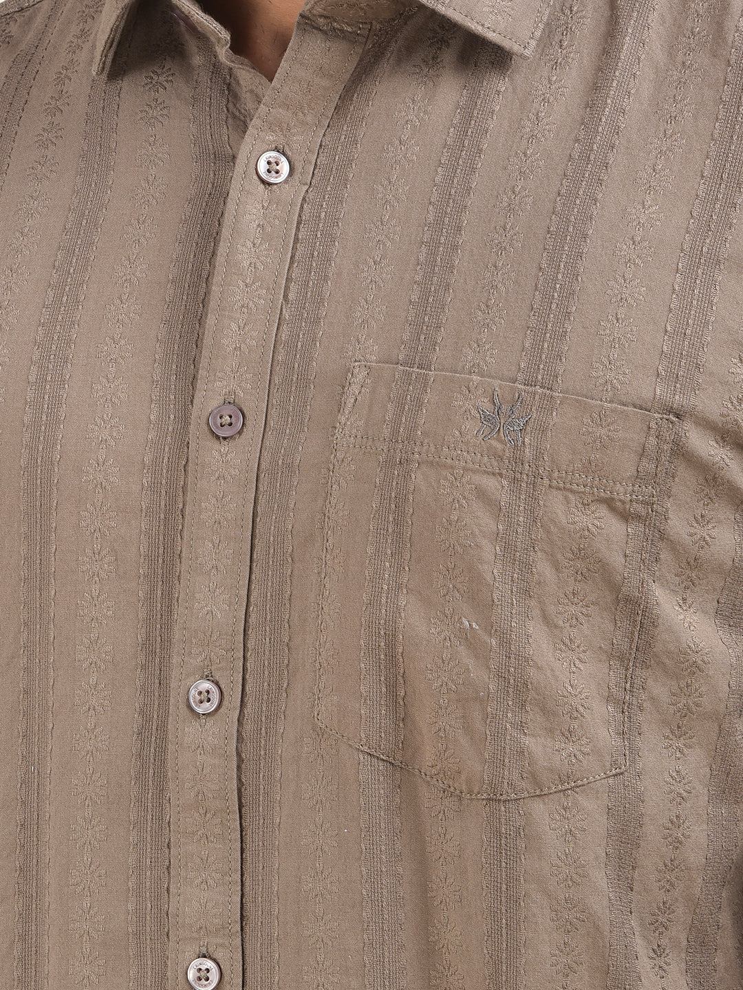 Grey Vertical Stripes 100% Cotton Shirt