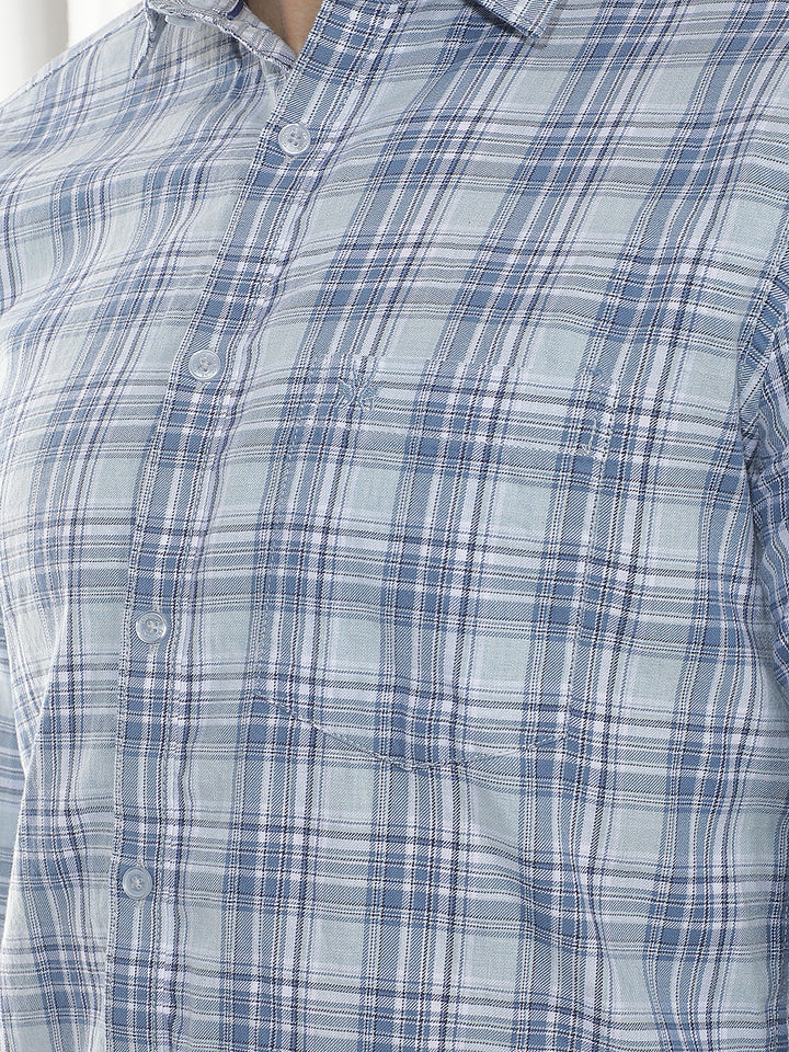 Blue Checked 100% Cotton Shirt