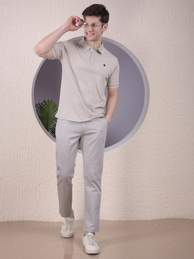 Beige Polo-Neck T-Shirt