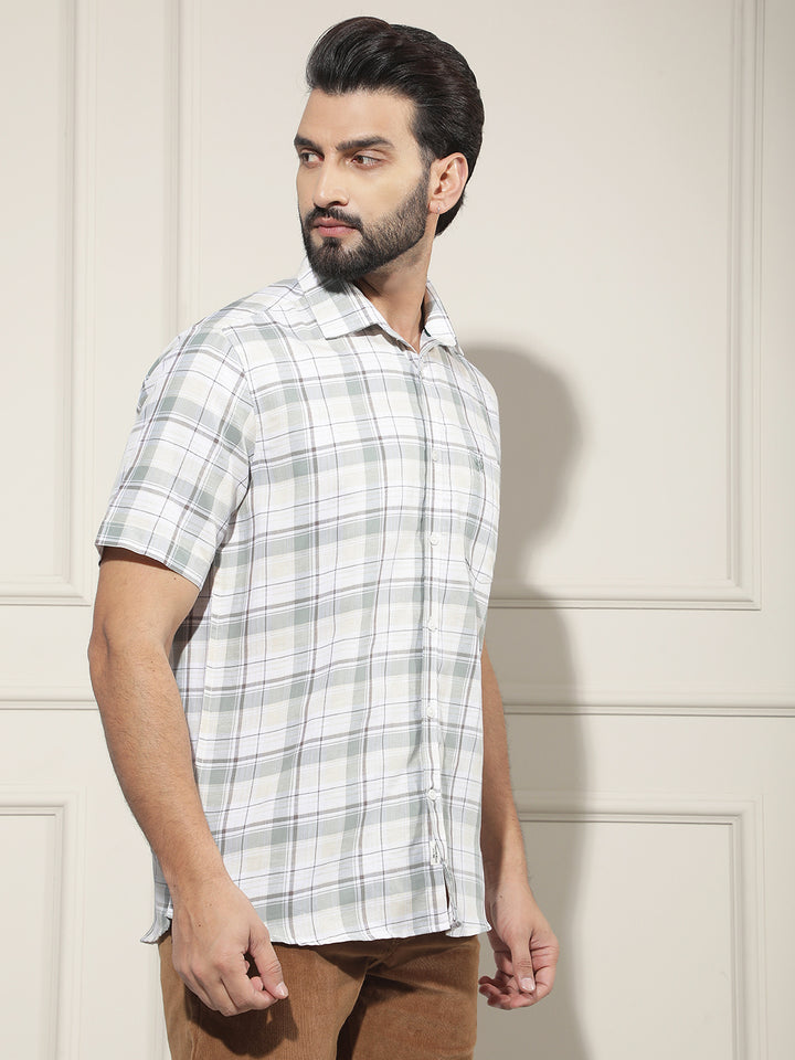 Green Checked Linen Shirt