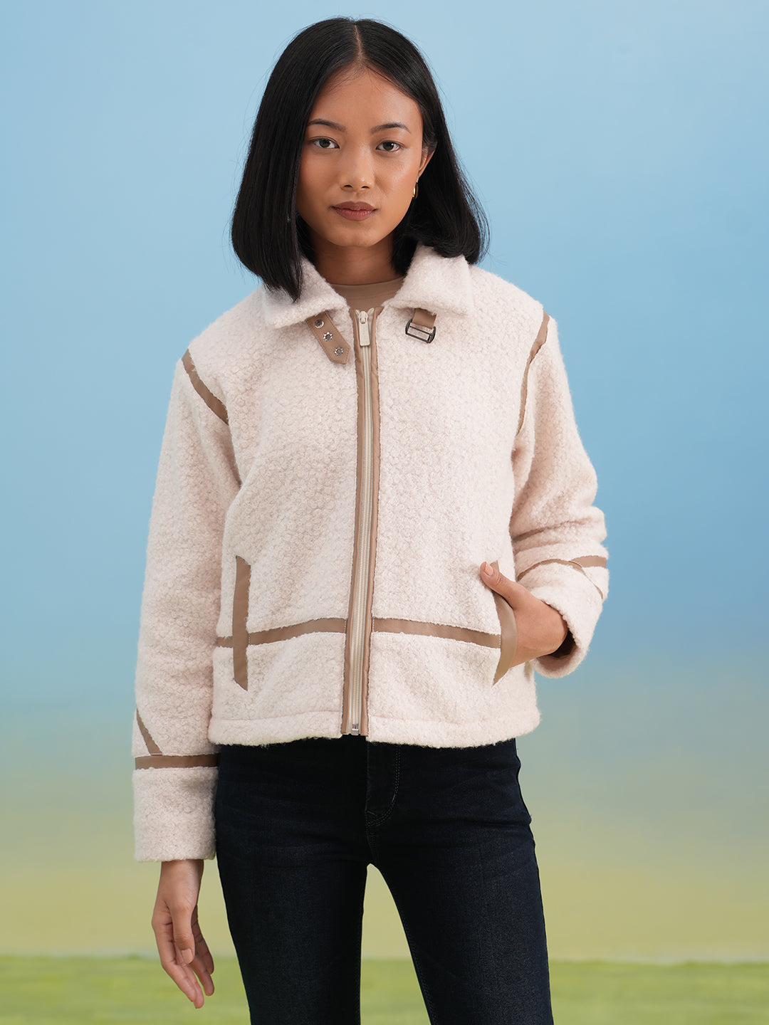 Off-White Cozy Shearling Zip Jacket