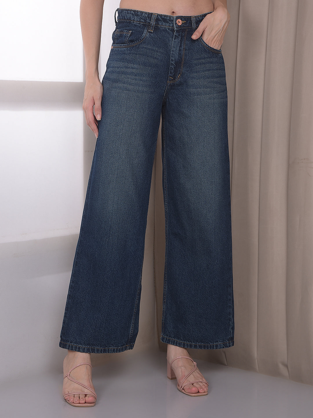 Blue Wide Leg 100% Cotton Jeans