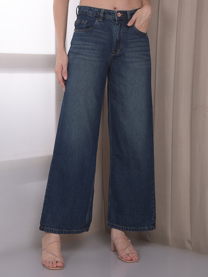 Blue Wide Leg 100% Cotton Jeans