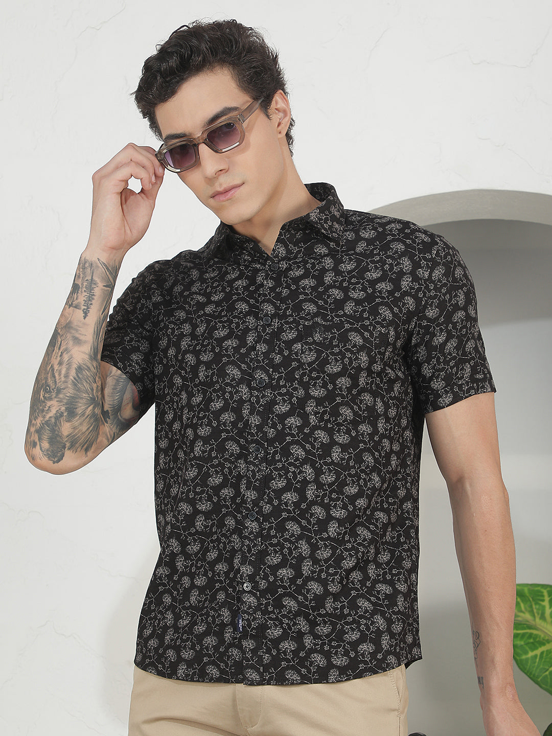 Black Floral Print Shirt