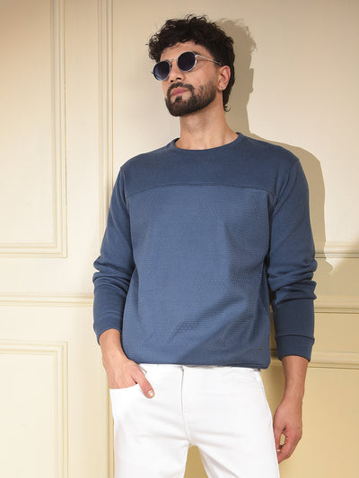 Geometric Embroidered Blue Sweatshirt