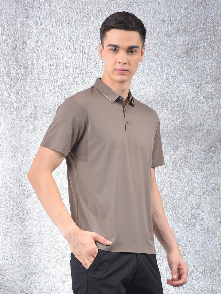 Style Detailing Grey Polo Neck T-Shirt