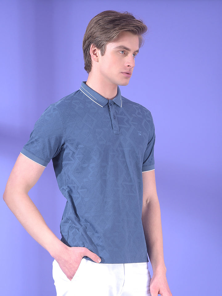 Blue Jacquard Polo T-Shirt