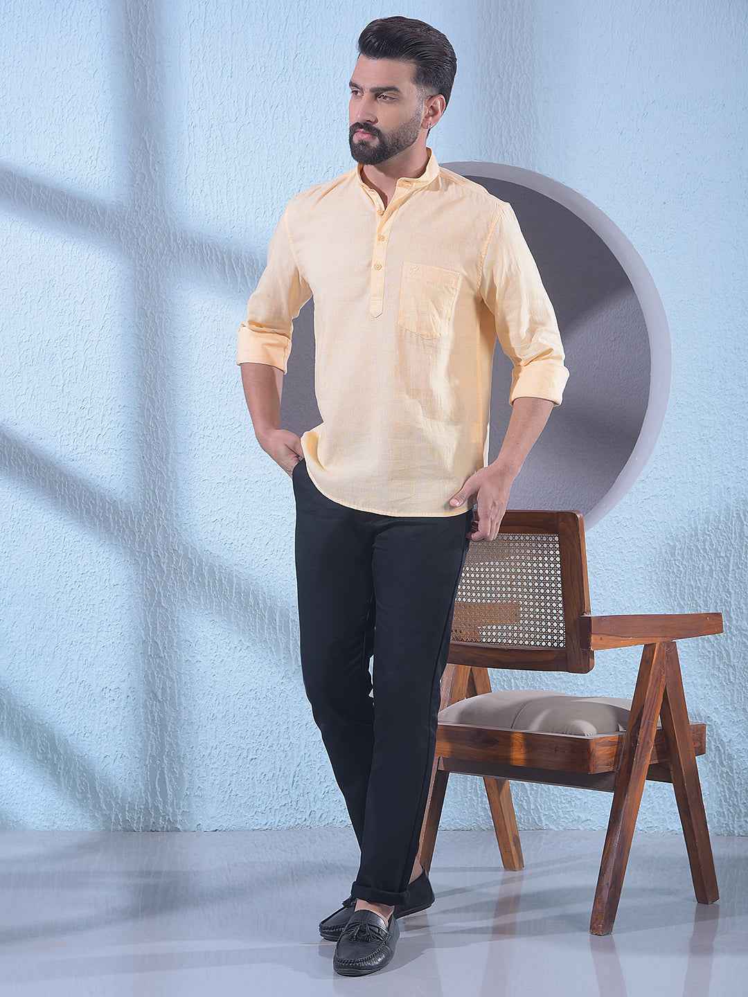 Bright Sunny Yellow Linen Kurta