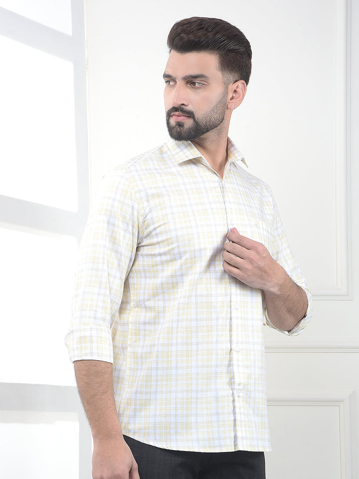 Yellow Checked 100% Cotton Shirt