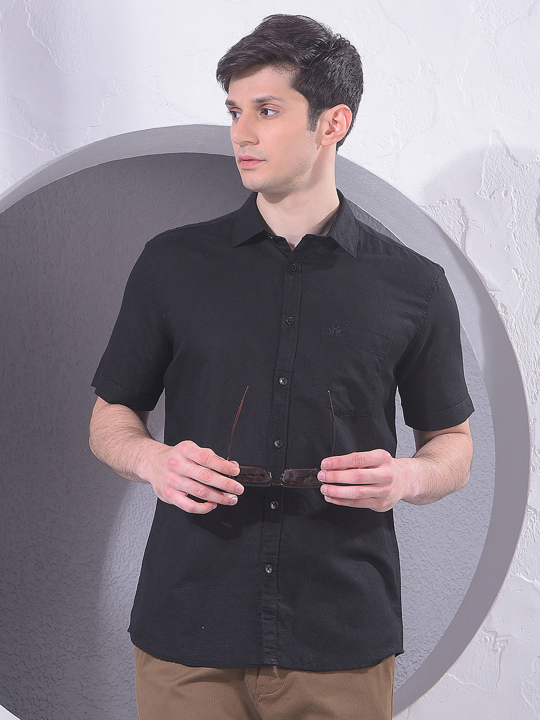 Sleek Black Linen Shirt
