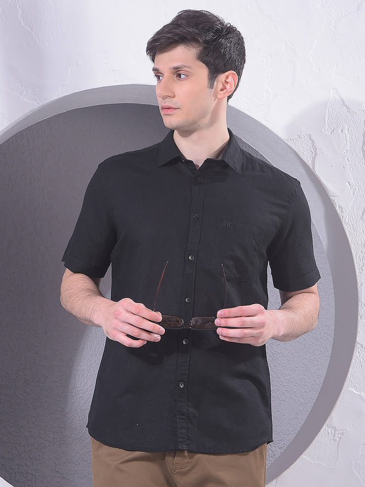 Sleek Black Linen Shirt