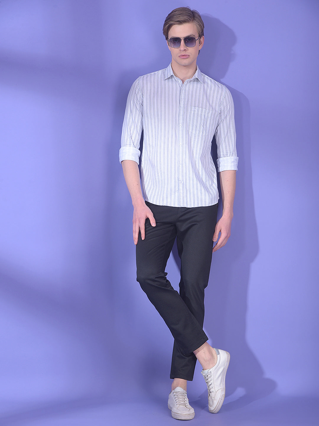 Classic White Vertical Stripe Shirt