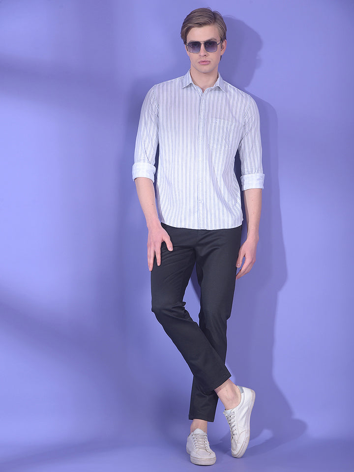 Classic White Vertical Stripe Shirt