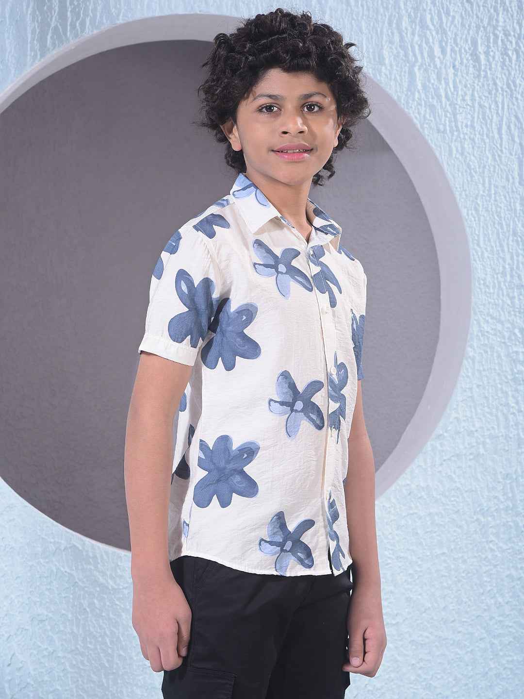 Blue Floral Print Shirt