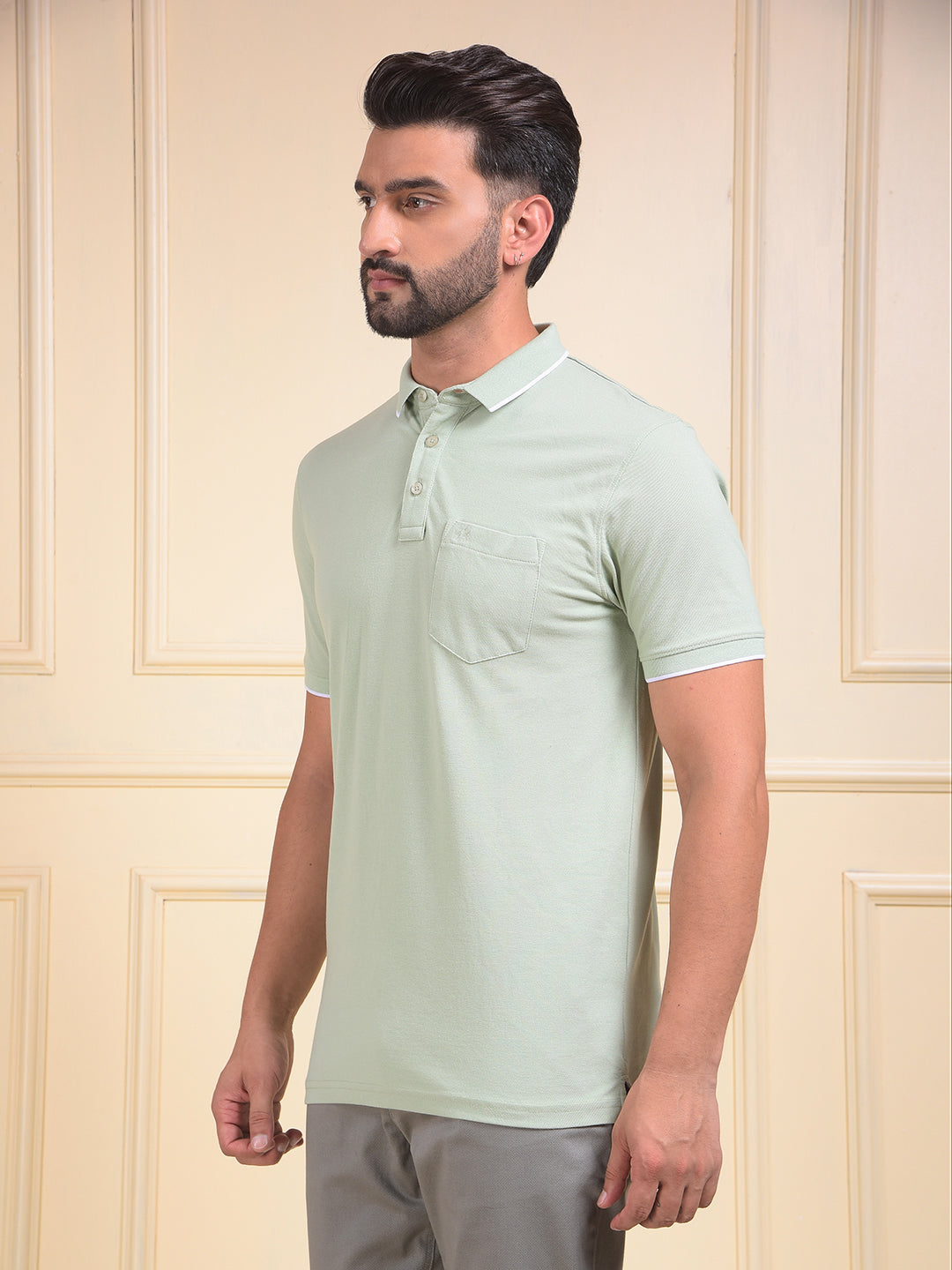 Green Polo Neck T-Shirt