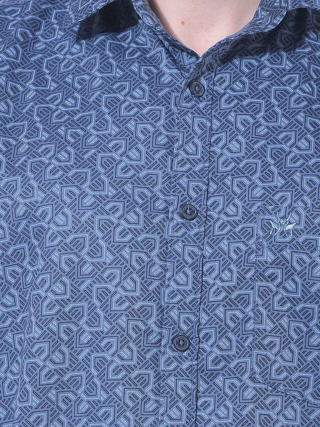 Blue Contemporary Printed Shirt