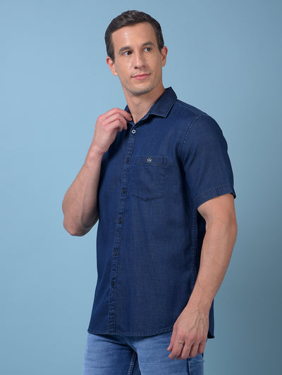Blue 100% Cotton Denim Shirt