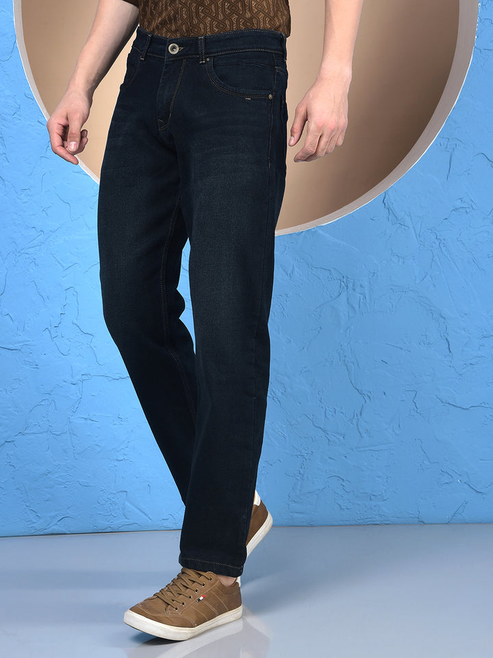 Modern Edgey Navy Blue Straight Jeans