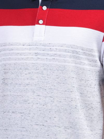 Multi-Color Color-Blocked Polo Neck T-Shirt