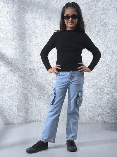 Blue 100% Cotton Cargo Jeans