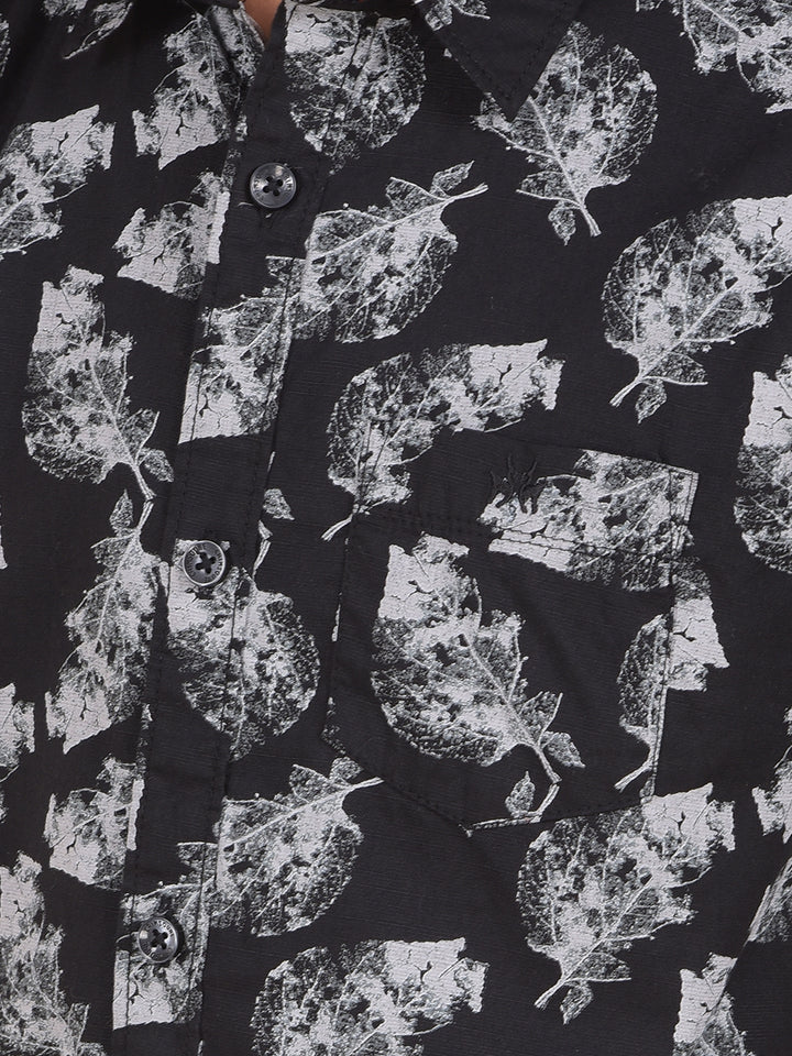 Black Floral Print Shirt