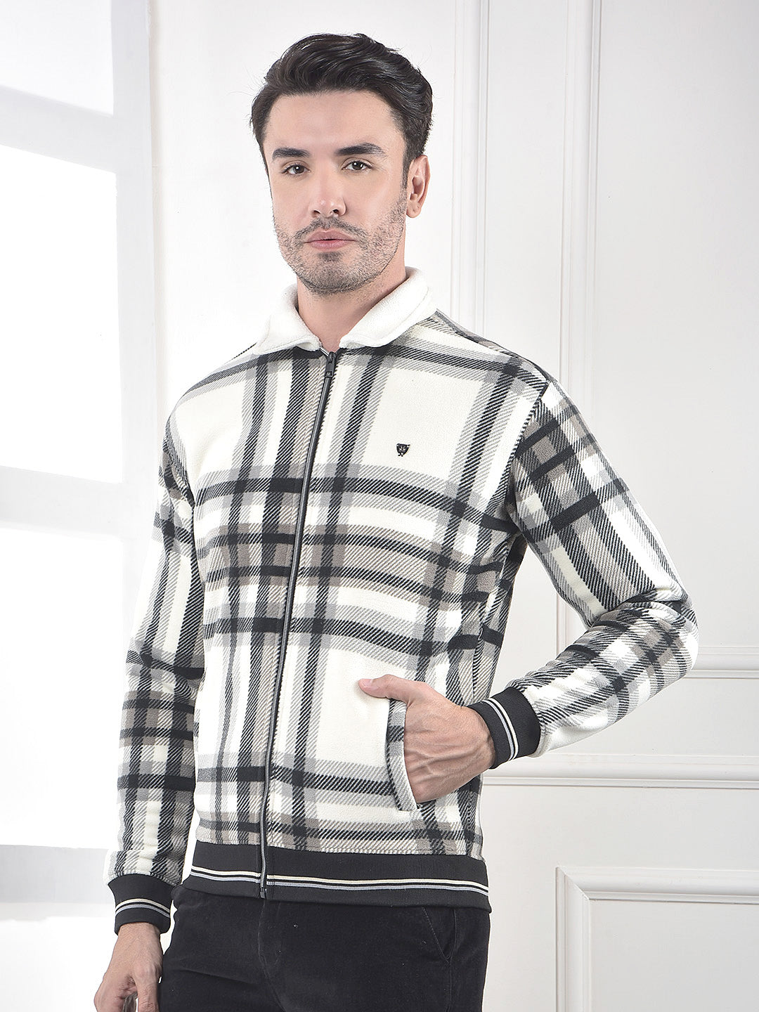 Easy Fit Cream Checked Shacket