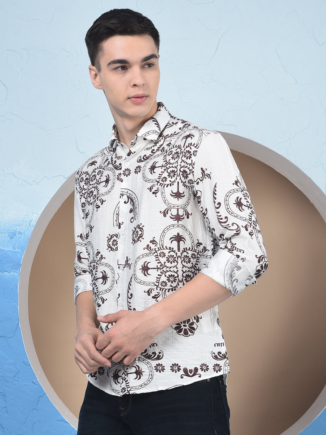 Brown Floral Print Shirt