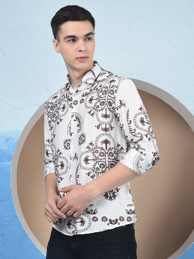 Brown Floral Print Shirt