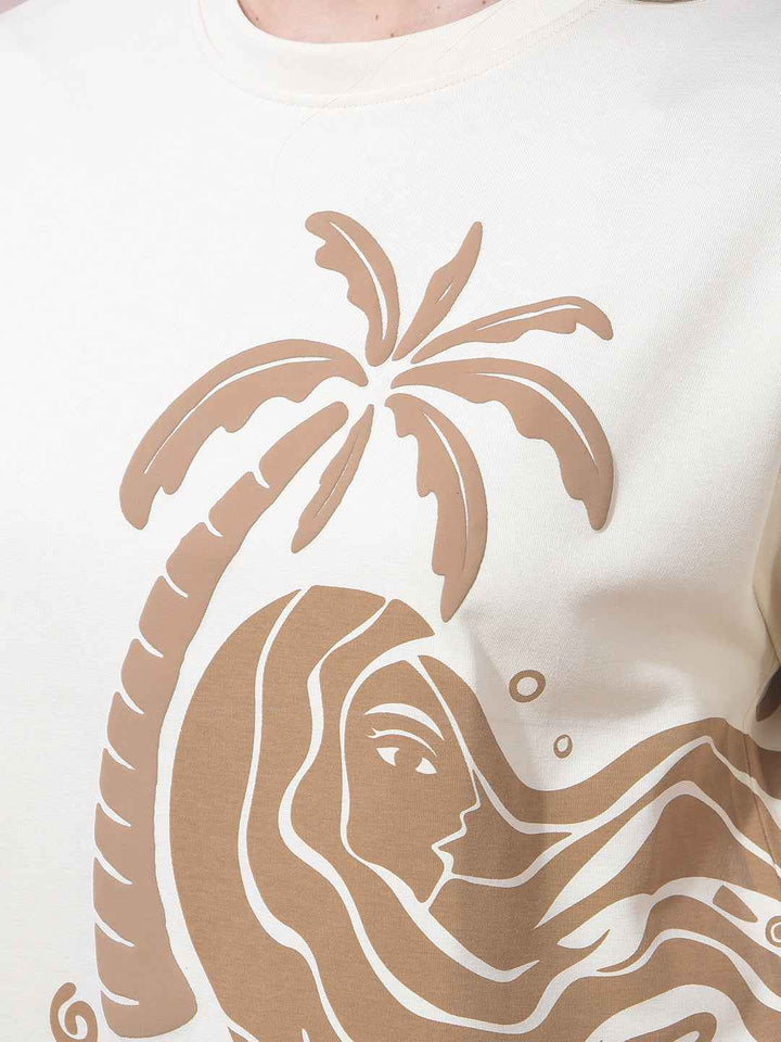 SurgeSand Beige Palm Graphic Tee
