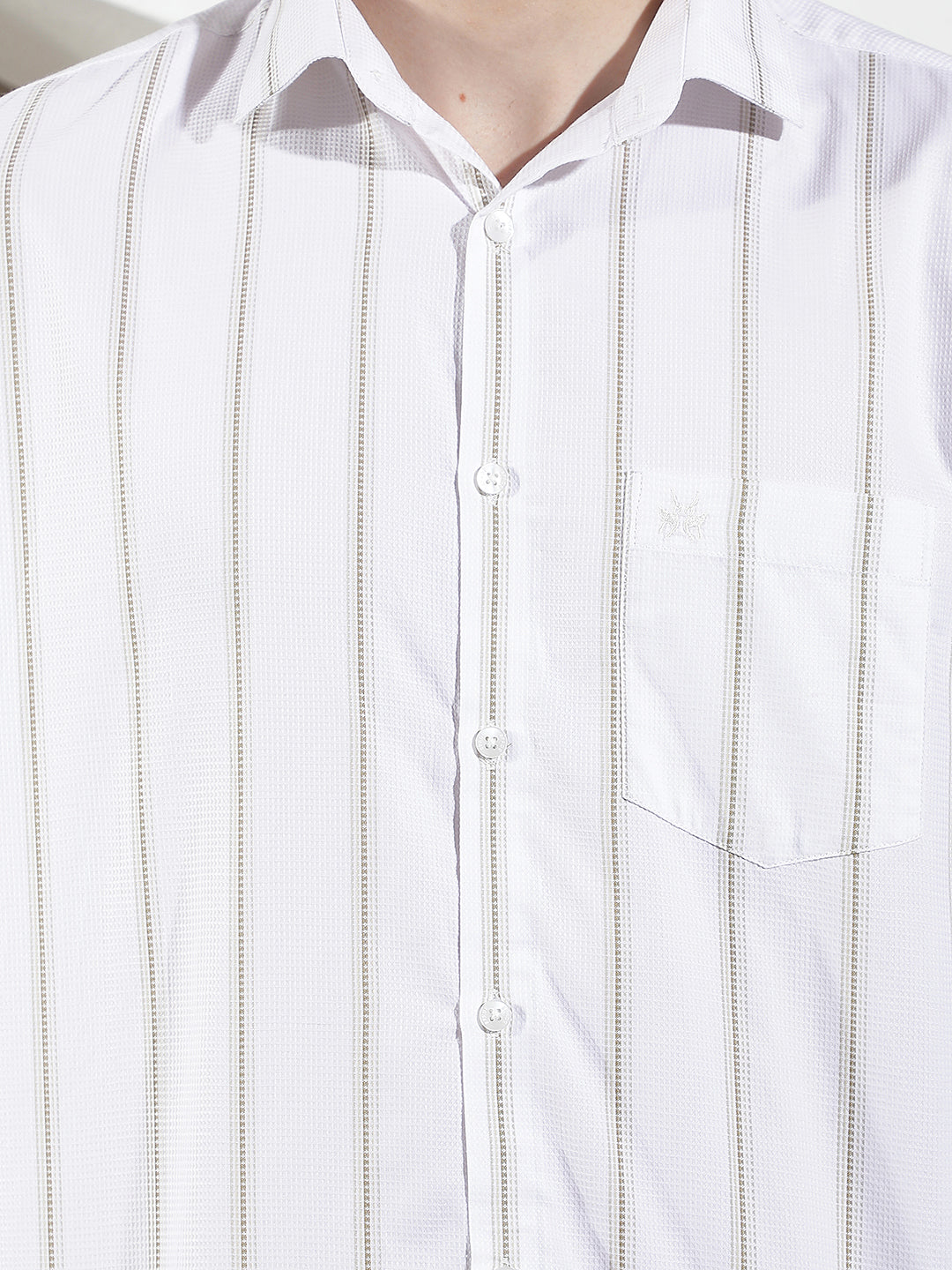 Green Vertical Striped 100% Cotton Shirt