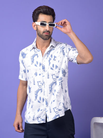 Blue Printed 100% Cotton Shirt