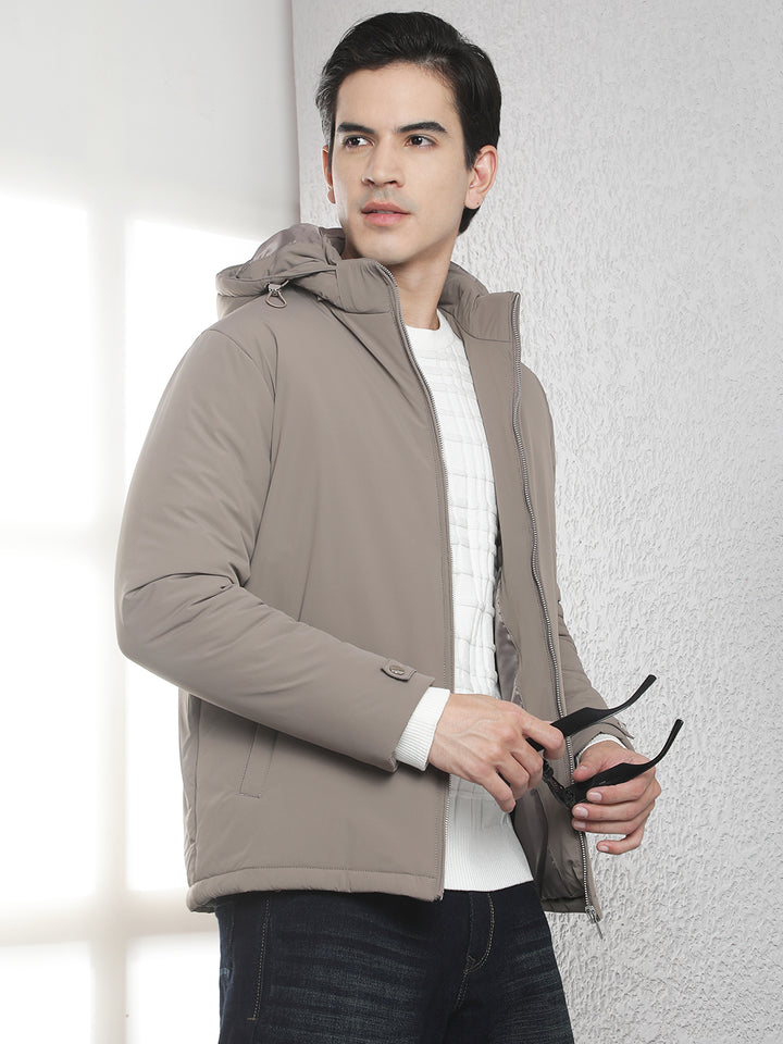 Khaki Padded Hooded Jacket