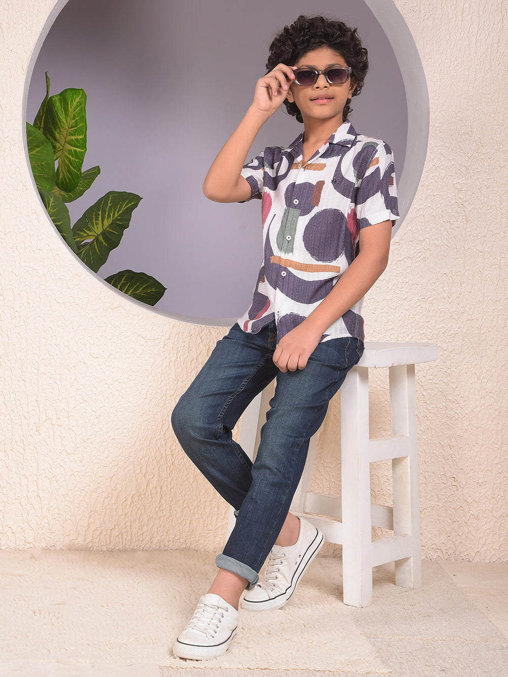 Multi-Color Printed Resort-Collar Shirt