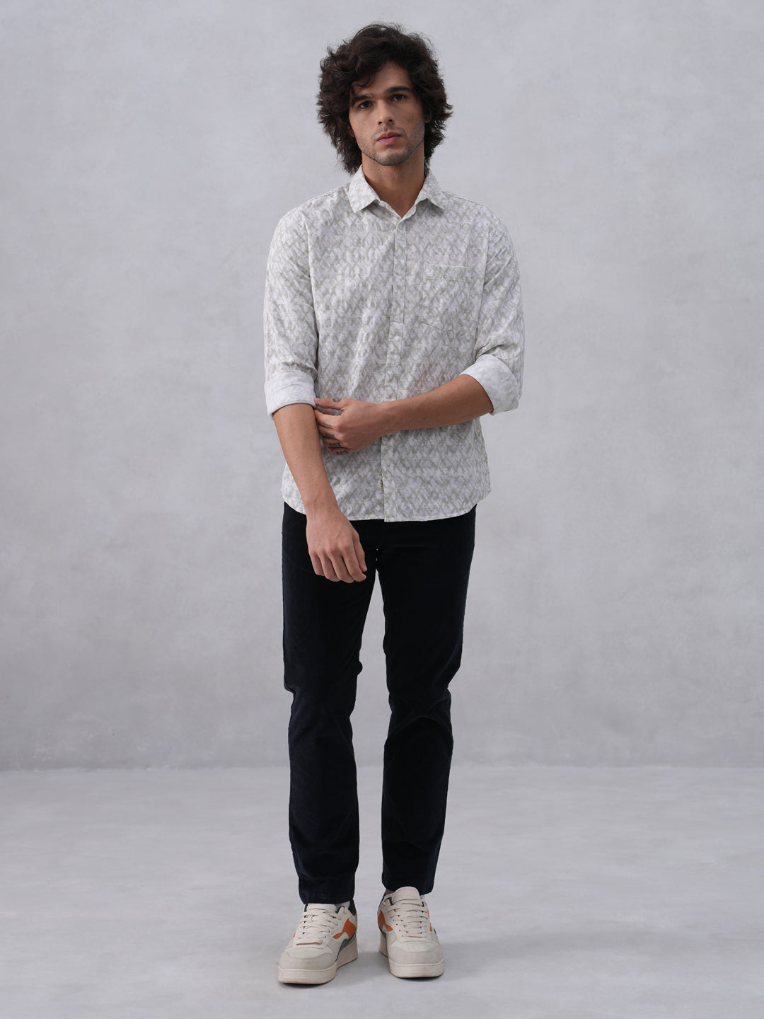 Green Printed Linen Shirt