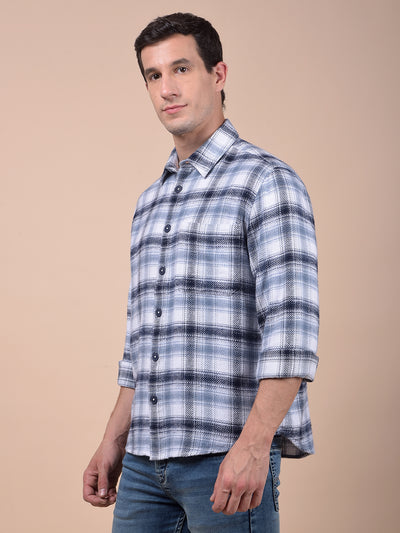 Blue Checked 100% Cotton Shirt