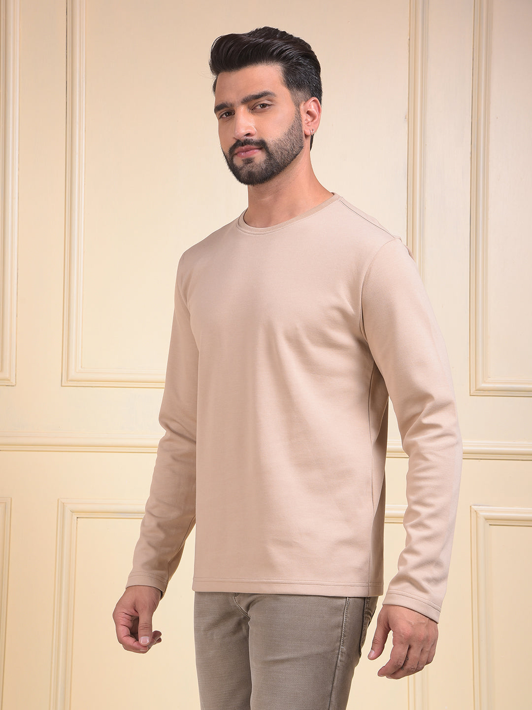 Beige Crew Neck Sweatshirt