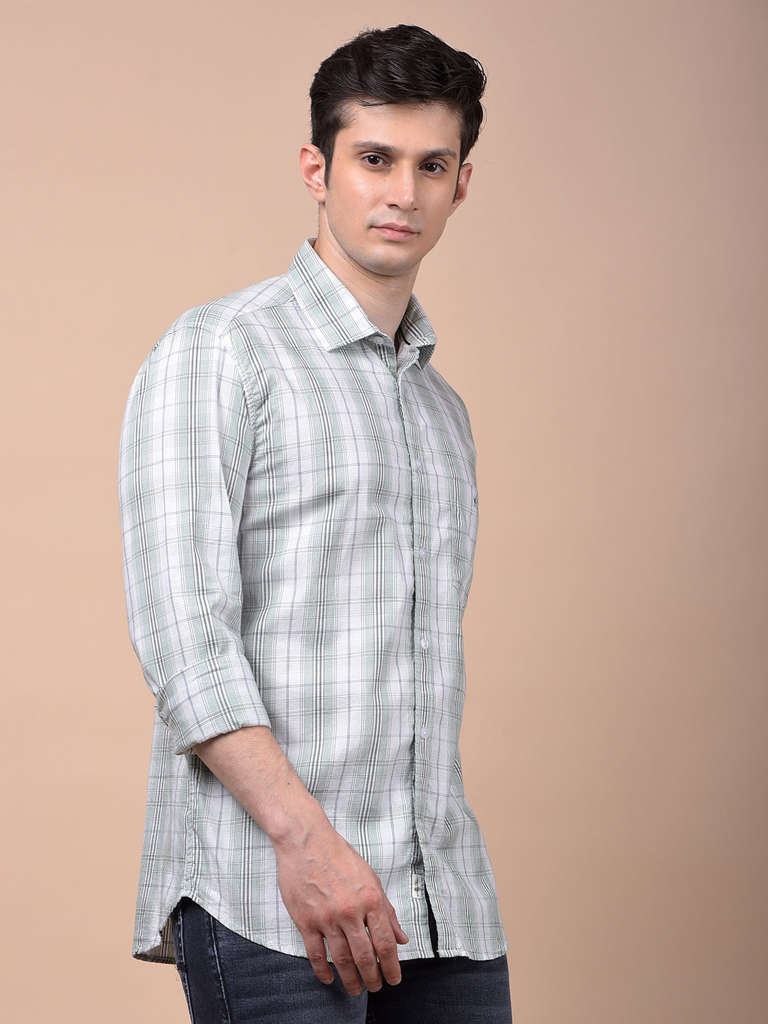 Green Checked 100% Cotton Shirt