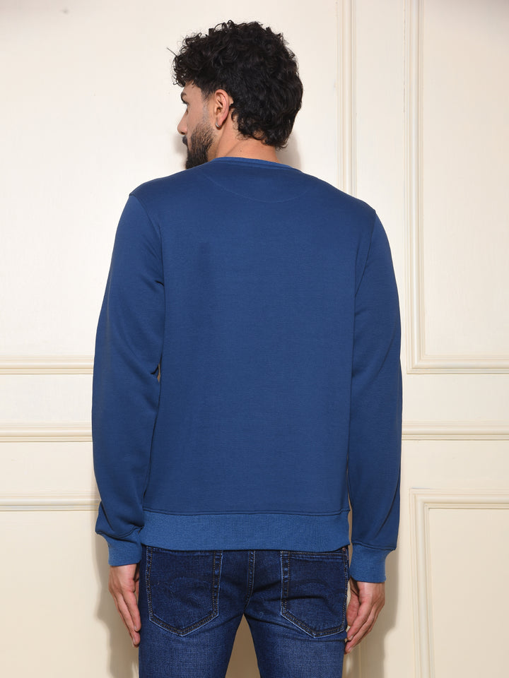 Classic Blue Cotton Sweatshirt With Brand Logo