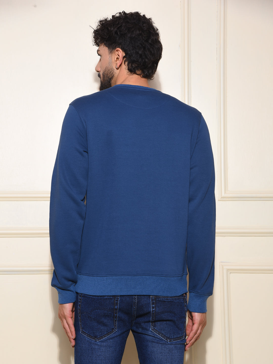 Classic Blue Cotton Sweatshirt With Brand Logo