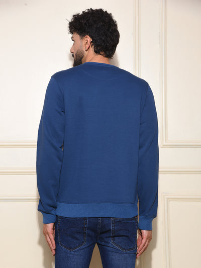 Classic Blue Cotton Sweatshirt With Brand Logo