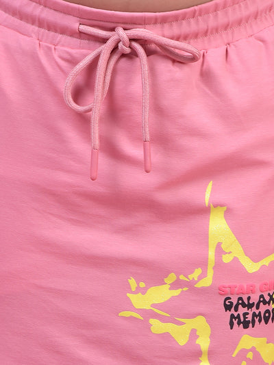 Pink Graphic Print Mini Skirt