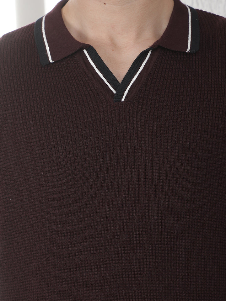 Wine 100% Cotton Polo Sweater