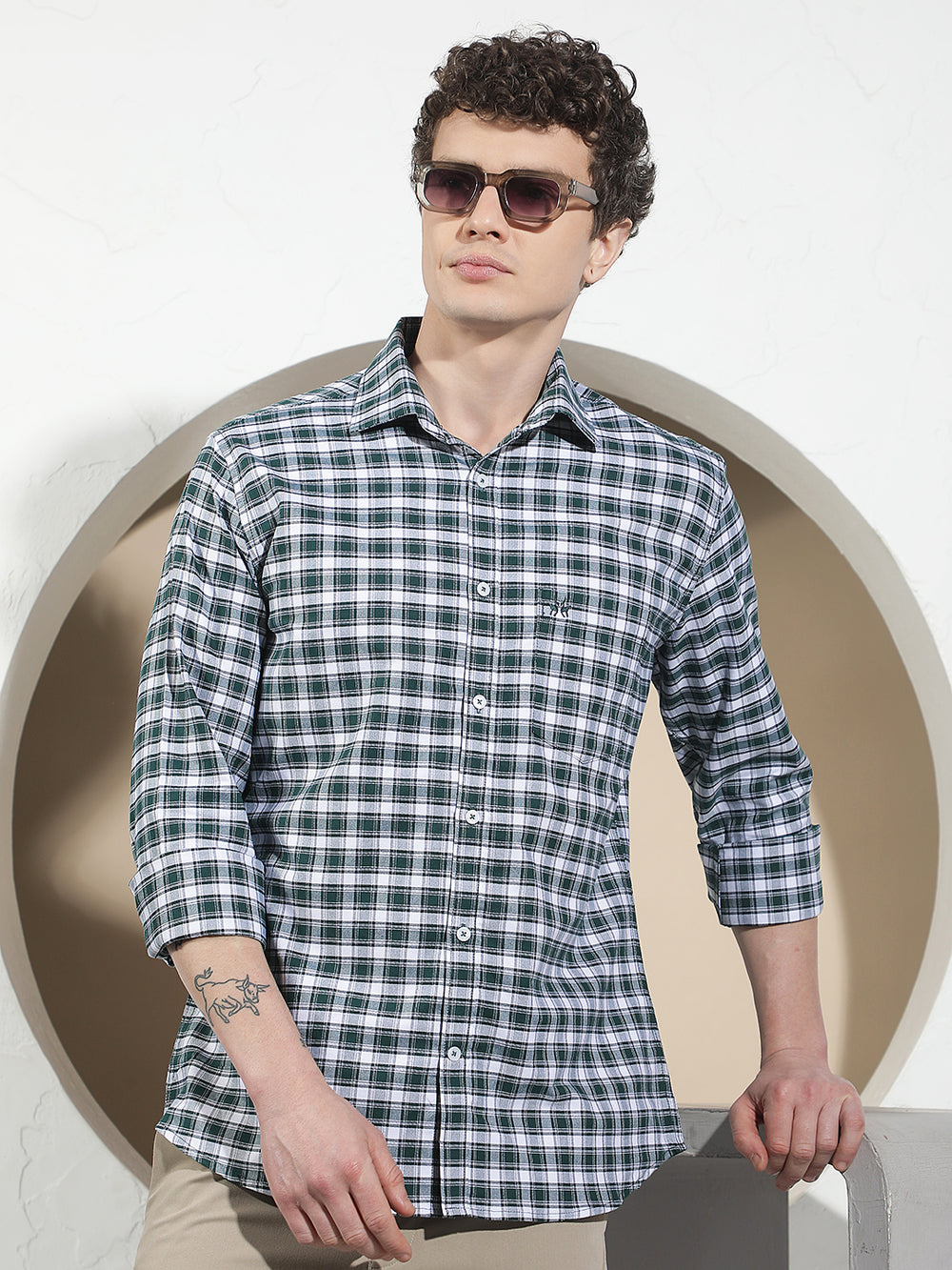 Green Checked 100% Cotton Shirt