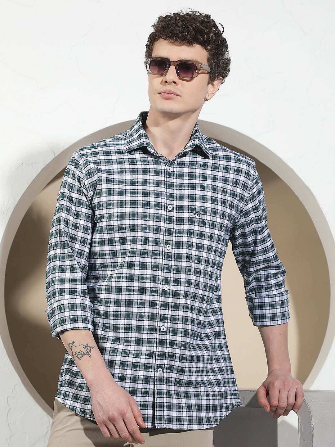 Green Checked 100% Cotton Shirt