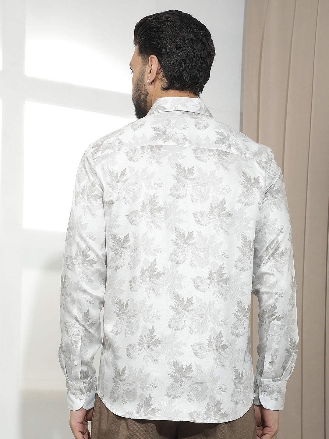Brown Floral Printed Shirt