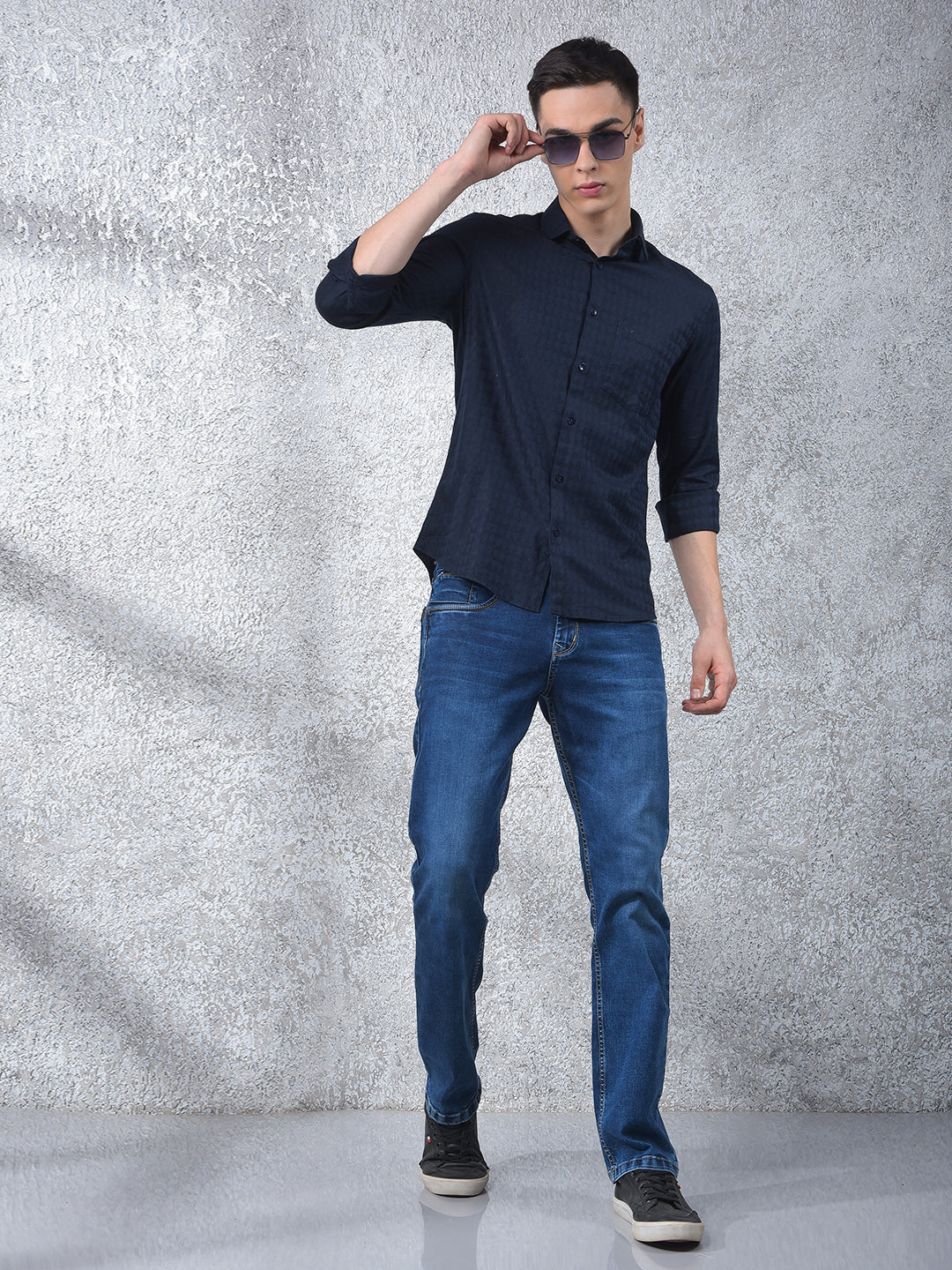 Era Motion Navy Blue Printed Shirt