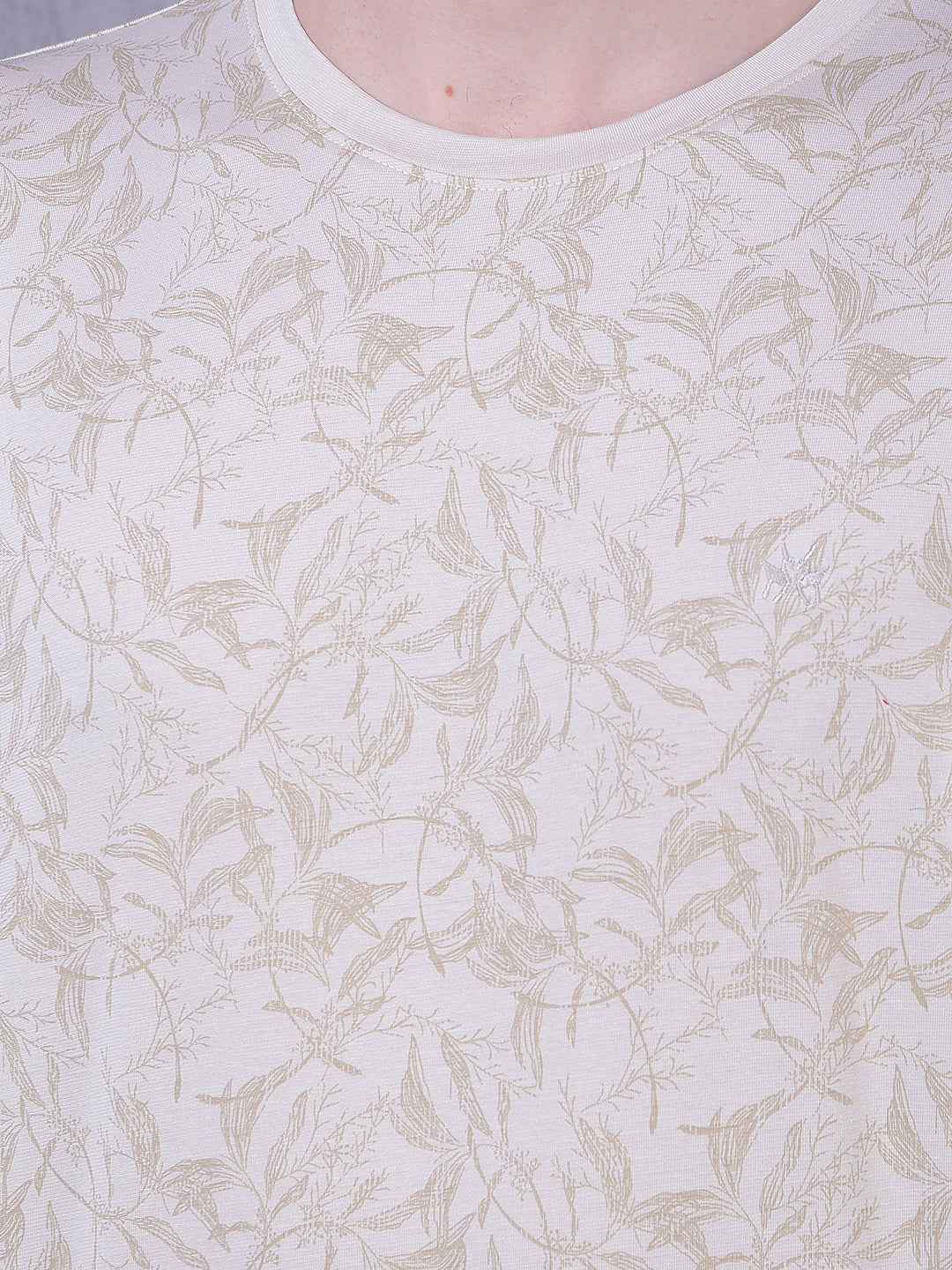 Beige Floral Print T-Shirt