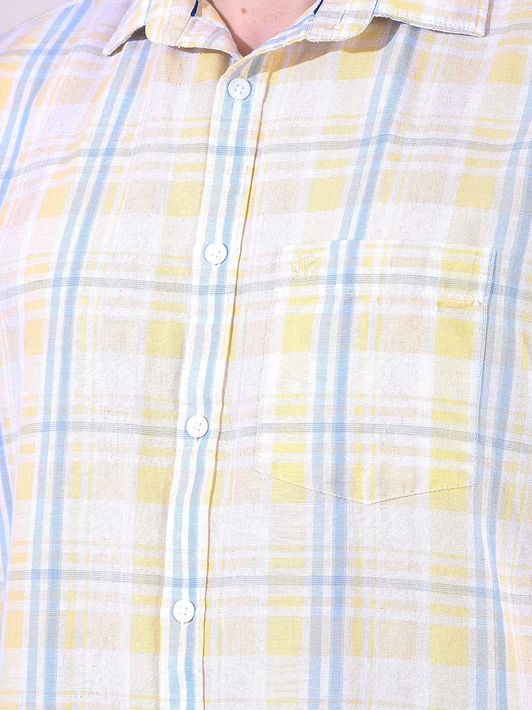 Yellow Linen Checked Shirt