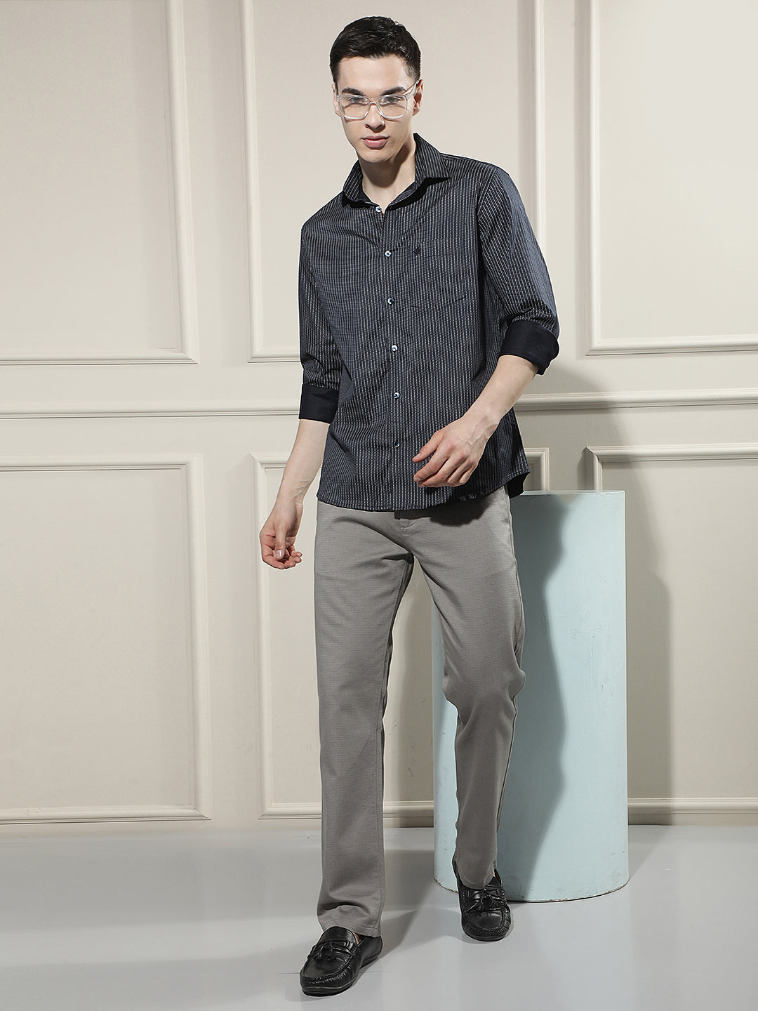 Navy Blue Printed Shirt