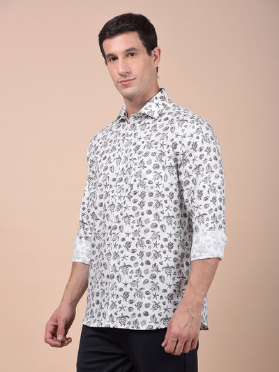 Grey Printed 100% Cotton Shirt